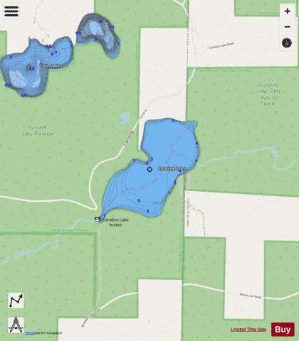 Caroline Lake depth contour Map - i-Boating App - Streets