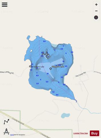 Chippewa Lake A depth contour Map - i-Boating App - Streets