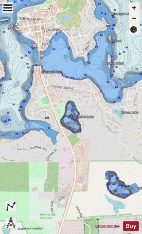 Clawson Lake depth contour Map - i-Boating App - Streets