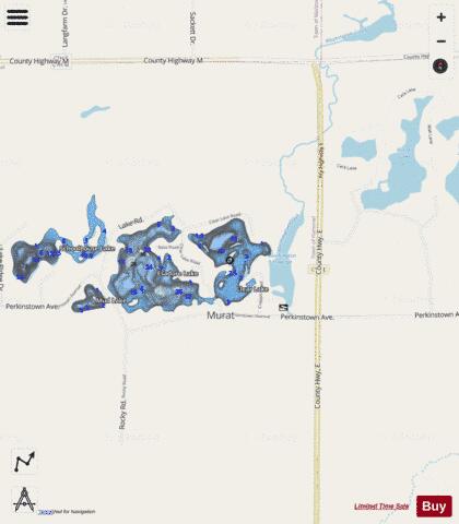 Clear Lake B depth contour Map - i-Boating App - Streets