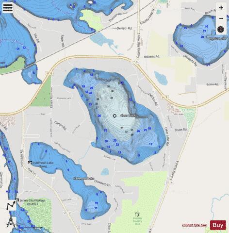Clear Lake D depth contour Map - i-Boating App - Streets