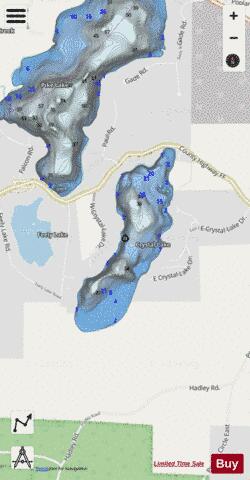 Crystal Lake B depth contour Map - i-Boating App - Streets