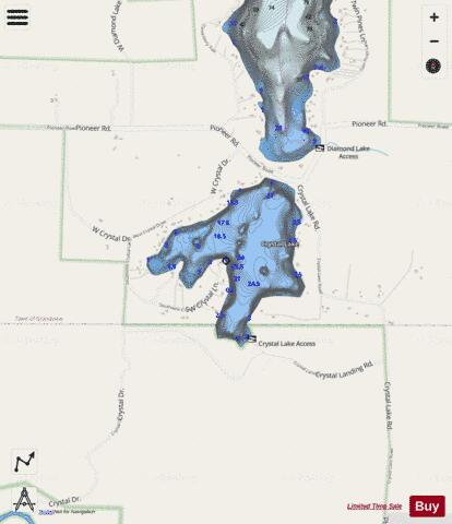 Crystal Lake G depth contour Map - i-Boating App - Streets