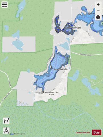 Deep Wood Lake depth contour Map - i-Boating App - Streets