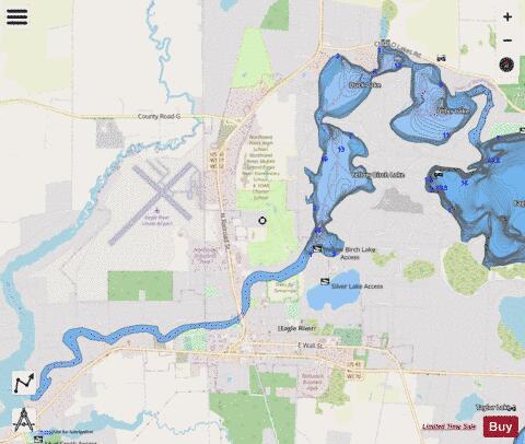 Duck Lake  + Otter Lake + Yellow Birch Lake depth contour Map - i-Boating App - Streets