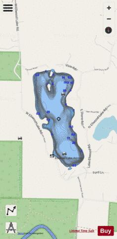Ellwood Lake depth contour Map - i-Boating App - Streets