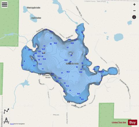 Enterprise Lake depth contour Map - i-Boating App - Streets