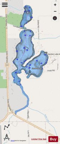 Gordon Lake depth contour Map - i-Boating App - Streets