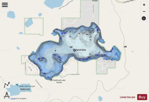 Hasbrook Lake depth contour Map - i-Boating App - Streets