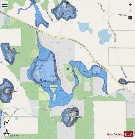 Hay Lake B + Lake Delta depth contour Map - i-Boating App - Streets