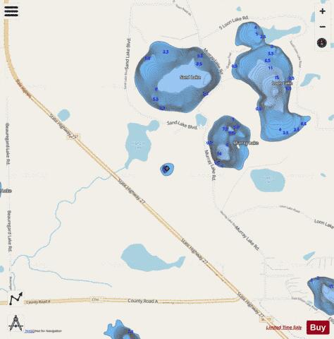 High Life Lake depth contour Map - i-Boating App - Streets
