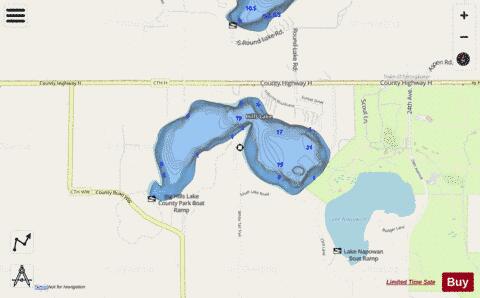 Hills Lake depth contour Map - i-Boating App - Streets