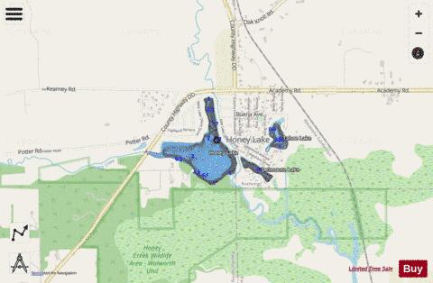 Honey Lake depth contour Map - i-Boating App - Streets