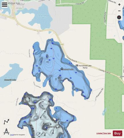 Horsehead Lake B depth contour Map - i-Boating App - Streets