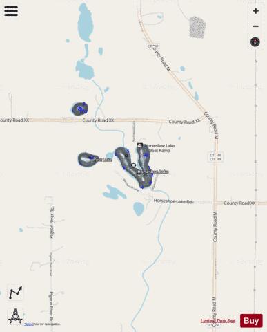 Horseshoe Lake B depth contour Map - i-Boating App - Streets