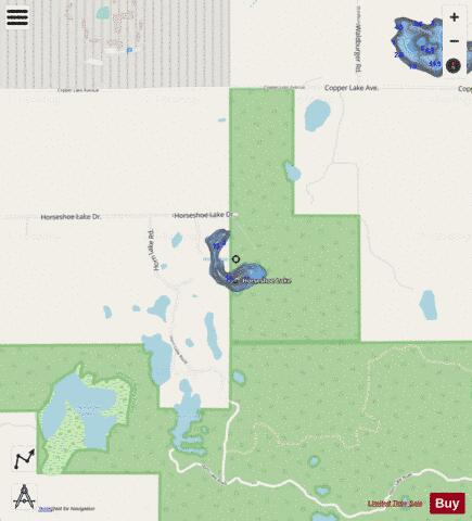 Horseshoe Lake D depth contour Map - i-Boating App - Streets