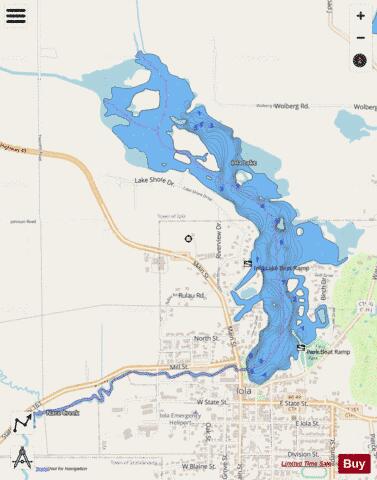 Iola Lake depth contour Map - i-Boating App - Streets