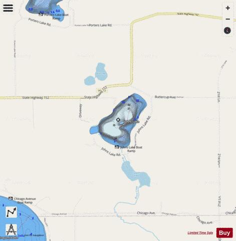 Johns Lake depth contour Map - i-Boating App - Streets