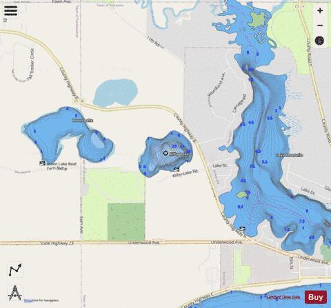 Kilby Lake depth contour Map - i-Boating App - Streets