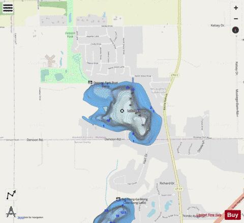 Lake Denoon depth contour Map - i-Boating App - Streets