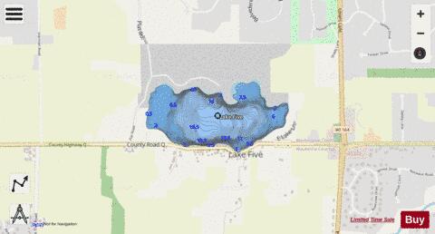 Lake Five depth contour Map - i-Boating App - Streets