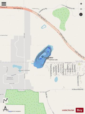 Lake Ivanhoe depth contour Map - i-Boating App - Streets