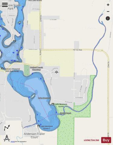 Lake Montanis depth contour Map - i-Boating App - Streets