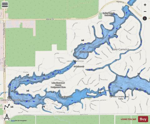 Lake Sherwood depth contour Map - i-Boating App - Streets