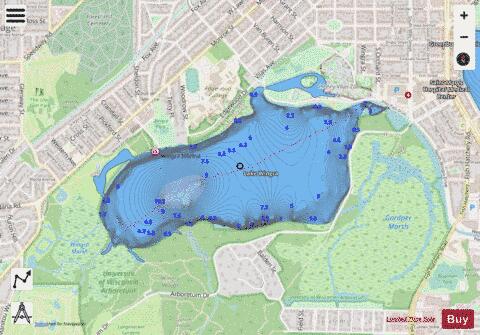 Lake Wingra depth contour Map - i-Boating App - Streets