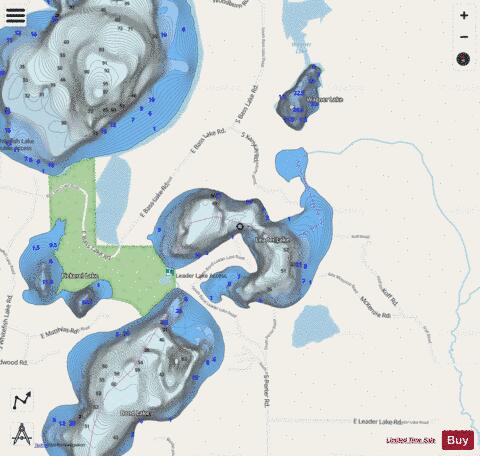 Leader Lake depth contour Map - i-Boating App - Streets