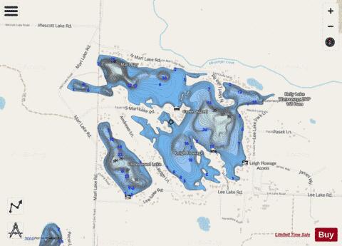 Leigh Flowage depth contour Map - i-Boating App - Streets