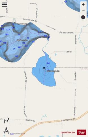 Little Bass Lake A depth contour Map - i-Boating App - Streets