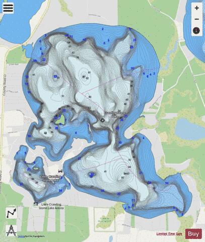 Little Crawling Stone Lake depth contour Map - i-Boating App - Streets