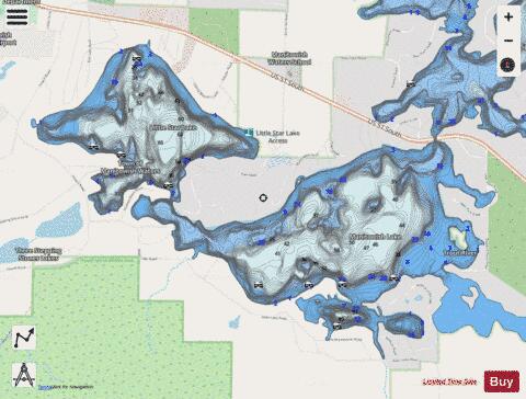 Little Star Lake depth contour Map - i-Boating App - Streets