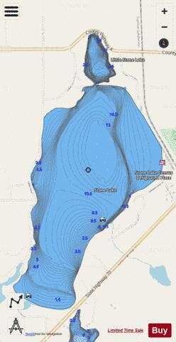 Little Stone Lake depth contour Map - i-Boating App - Streets