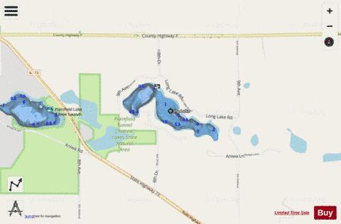 Long Lake F depth contour Map - i-Boating App - Streets