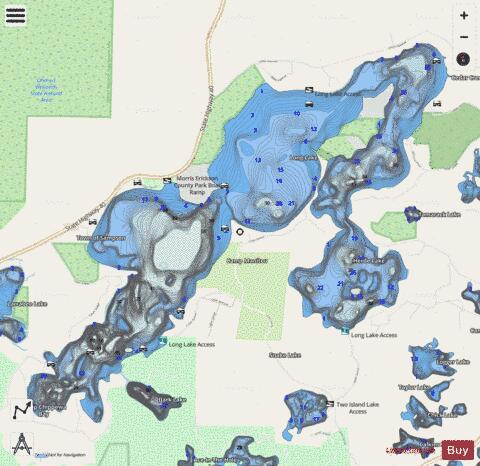 Long Lake P depth contour Map - i-Boating App - Streets