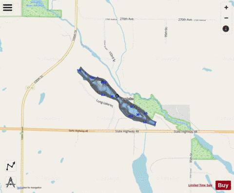 Long Lake S depth contour Map - i-Boating App - Streets