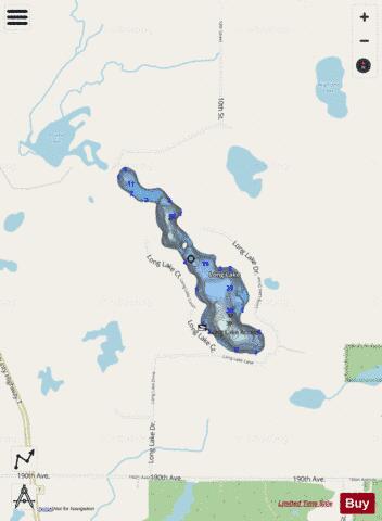 Long Lake T depth contour Map - i-Boating App - Streets