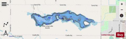 Long Lake V depth contour Map - i-Boating App - Streets