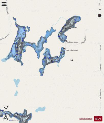 Loon Lake D depth contour Map - i-Boating App - Streets