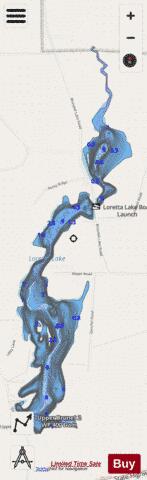 Loretta Lake/ Upper Brunet Flowage depth contour Map - i-Boating App - Streets