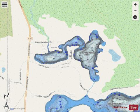 Lower Sugarbush Lake depth contour Map - i-Boating App - Streets