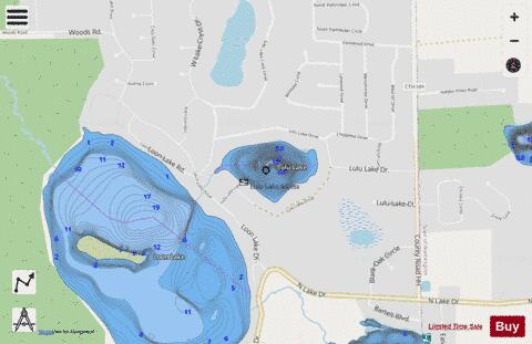 Lulu Lake depth contour Map - i-Boating App - Streets