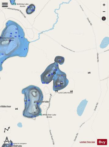 Luna Lake depth contour Map - i-Boating App - Streets