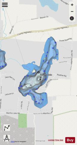 Martha Lake depth contour Map - i-Boating App - Streets