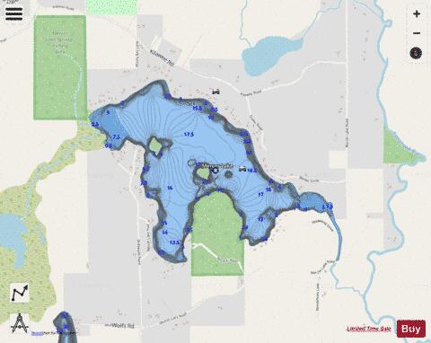 Mercer Lake B depth contour Map - i-Boating App - Streets