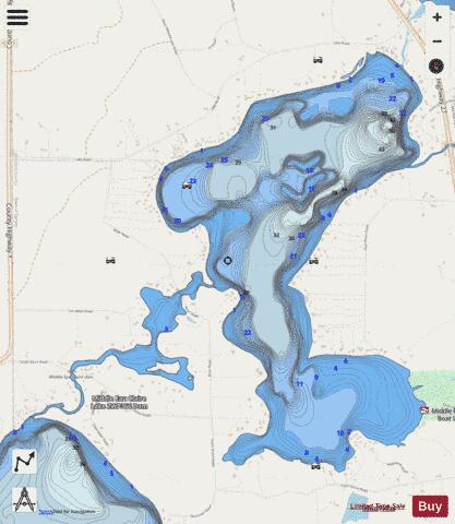 Middle Eau Claire Lake depth contour Map - i-Boating App - Streets