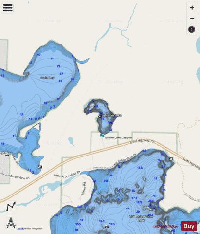 Mielke Lake depth contour Map - i-Boating App - Streets
