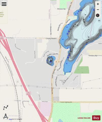 Mueller Lake depth contour Map - i-Boating App - Streets